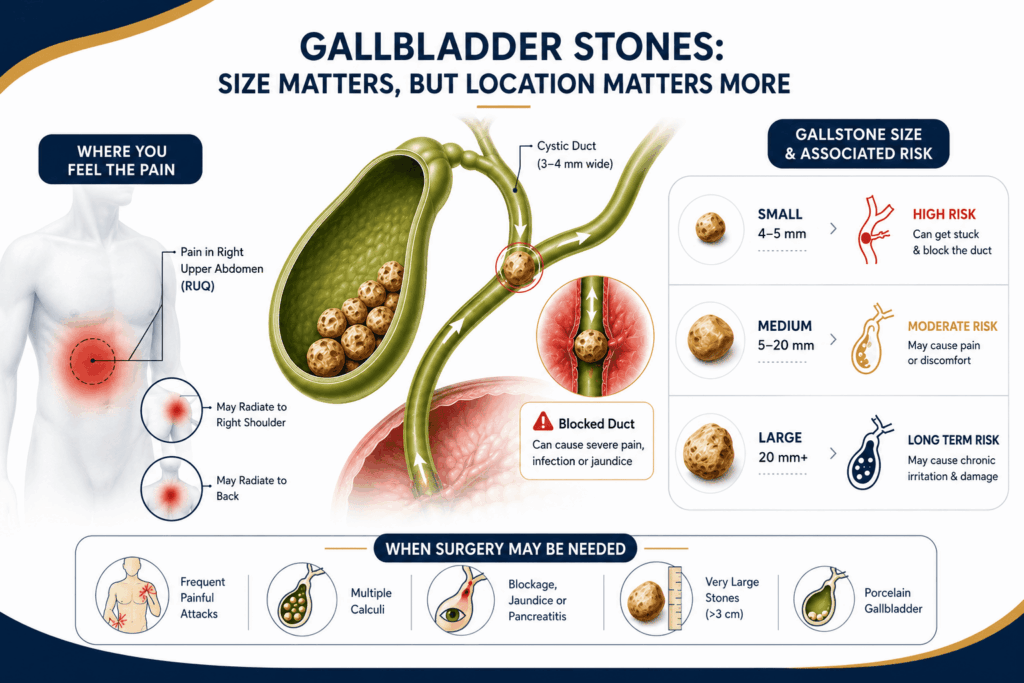 what size of gallstone needs surgery