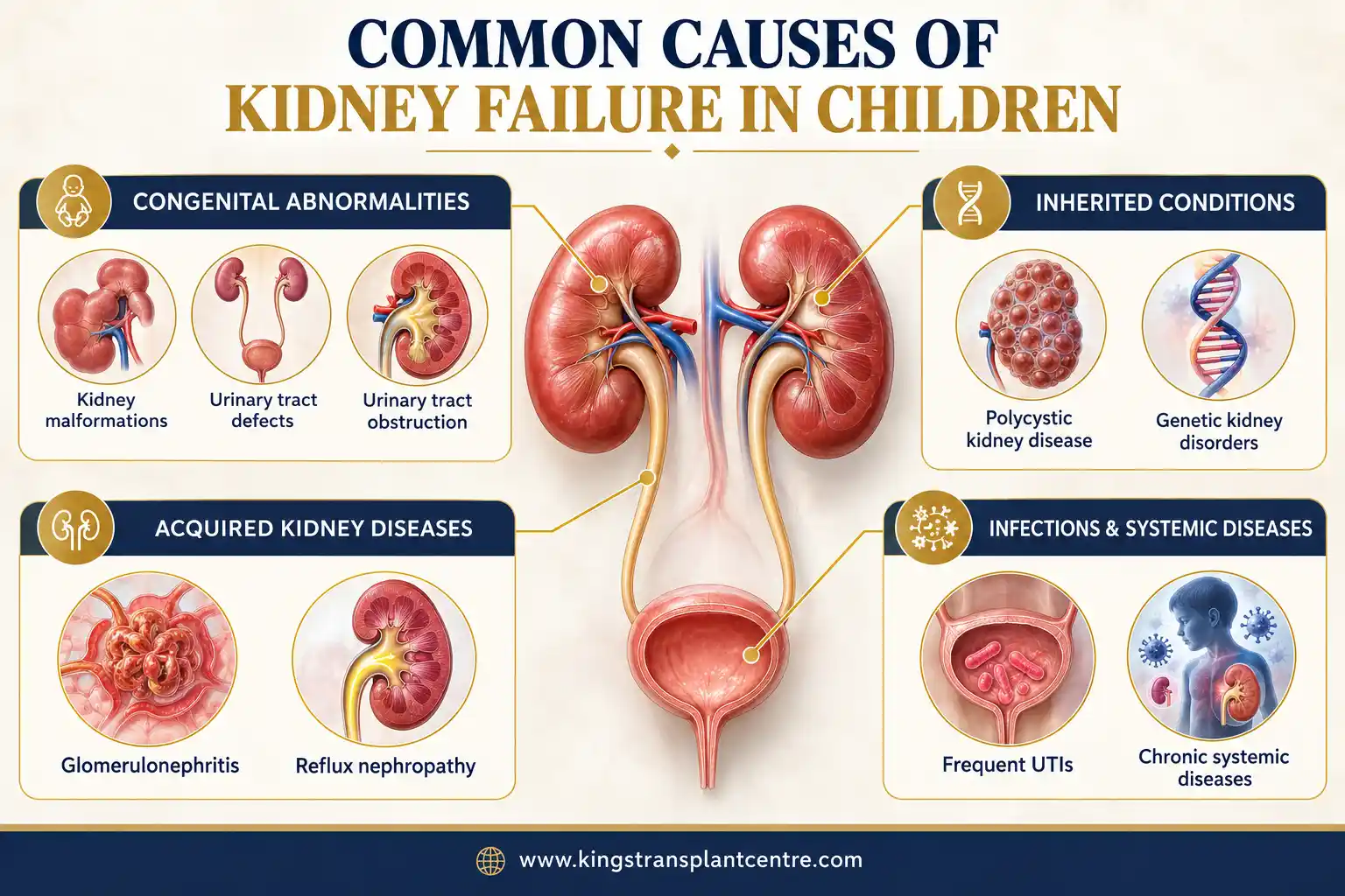 Common causes of kidney failure in children